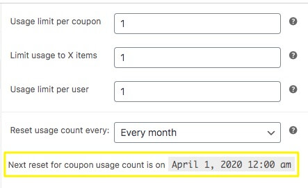 Example of a coupon with a monthly use limit. 