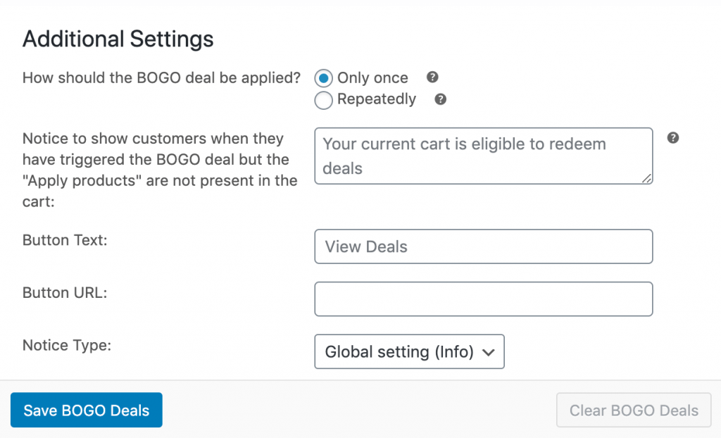 Step 4: Configure additional settings for BOGO Deals