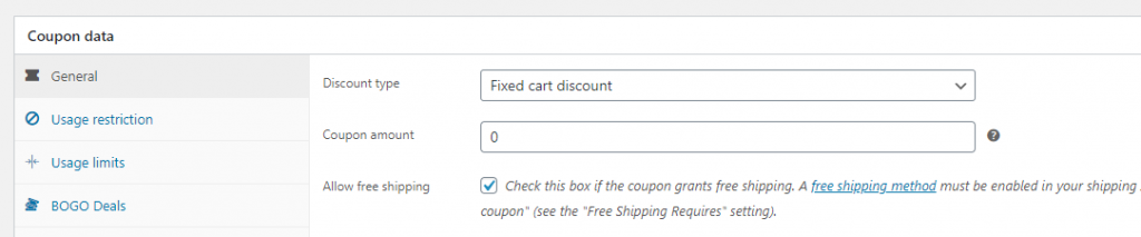 Enabling the free shipping option.