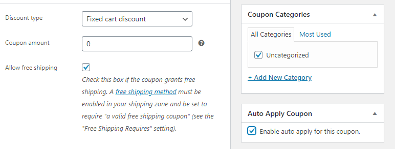 Configuring your coupon to auto-apply.