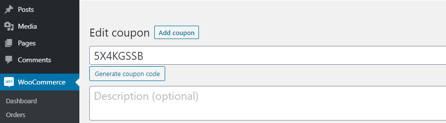 An example of a WooCommerce coupon code.