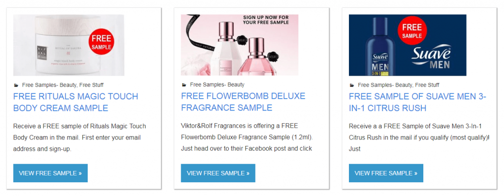 An example of free samples offers.