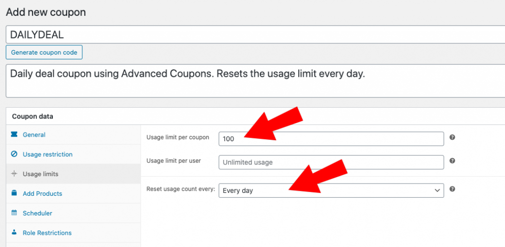 Reset your coupon's usage count every day - perfect for daily offers!