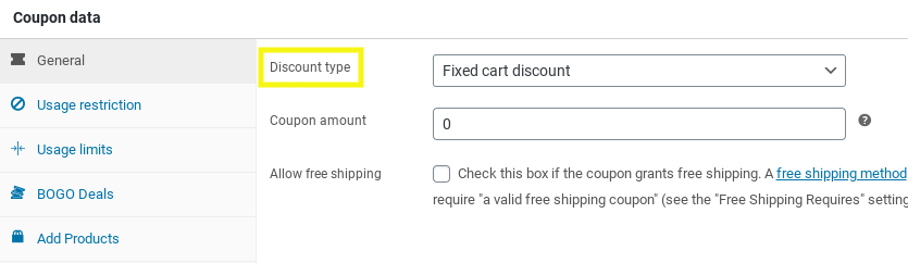 The coupon data section of the Advanced Coupons plugin in WooCommerce.