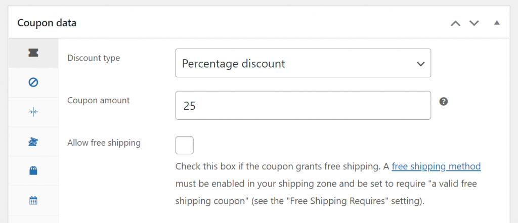 Configuring a percentage discount coupon
