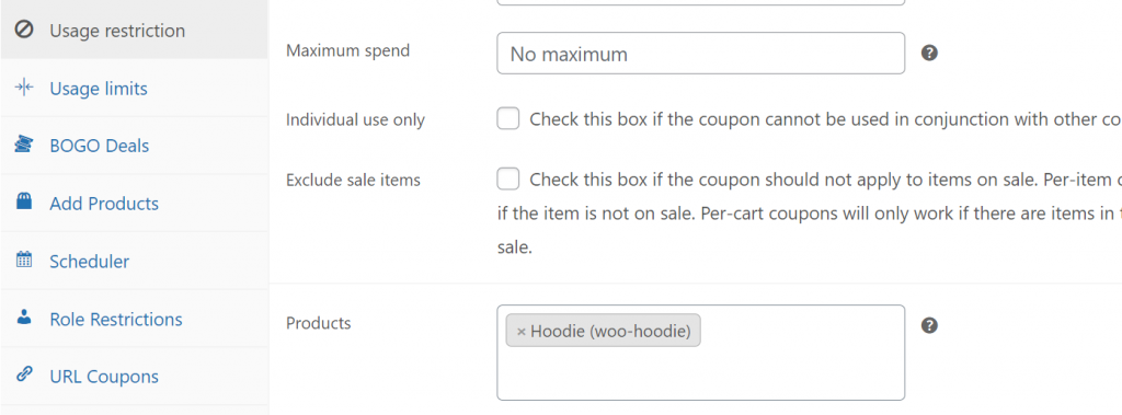 Configuring usage restrictions for your coupon