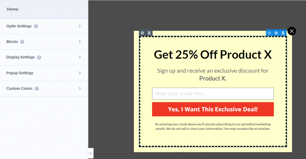 A WooCommerce coupon popup template