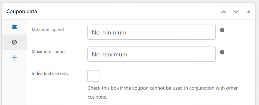 Configuring minimum and maximum spends for a coupon