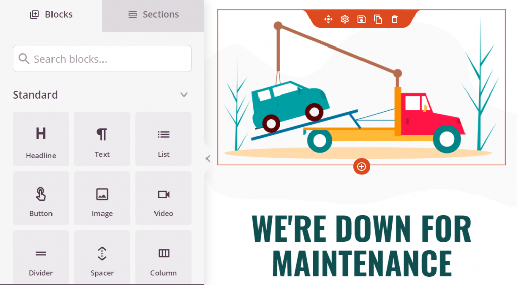 Editing a WooCommerce maintenance mode page
