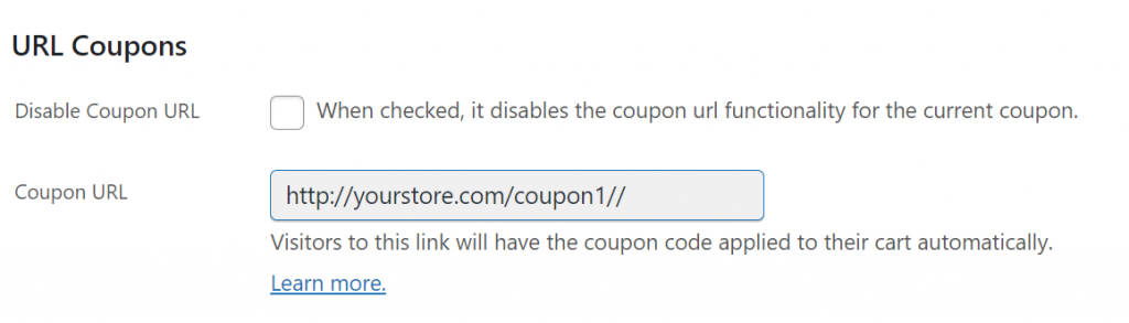 An example of a WooCommerce add to cart coupon URL