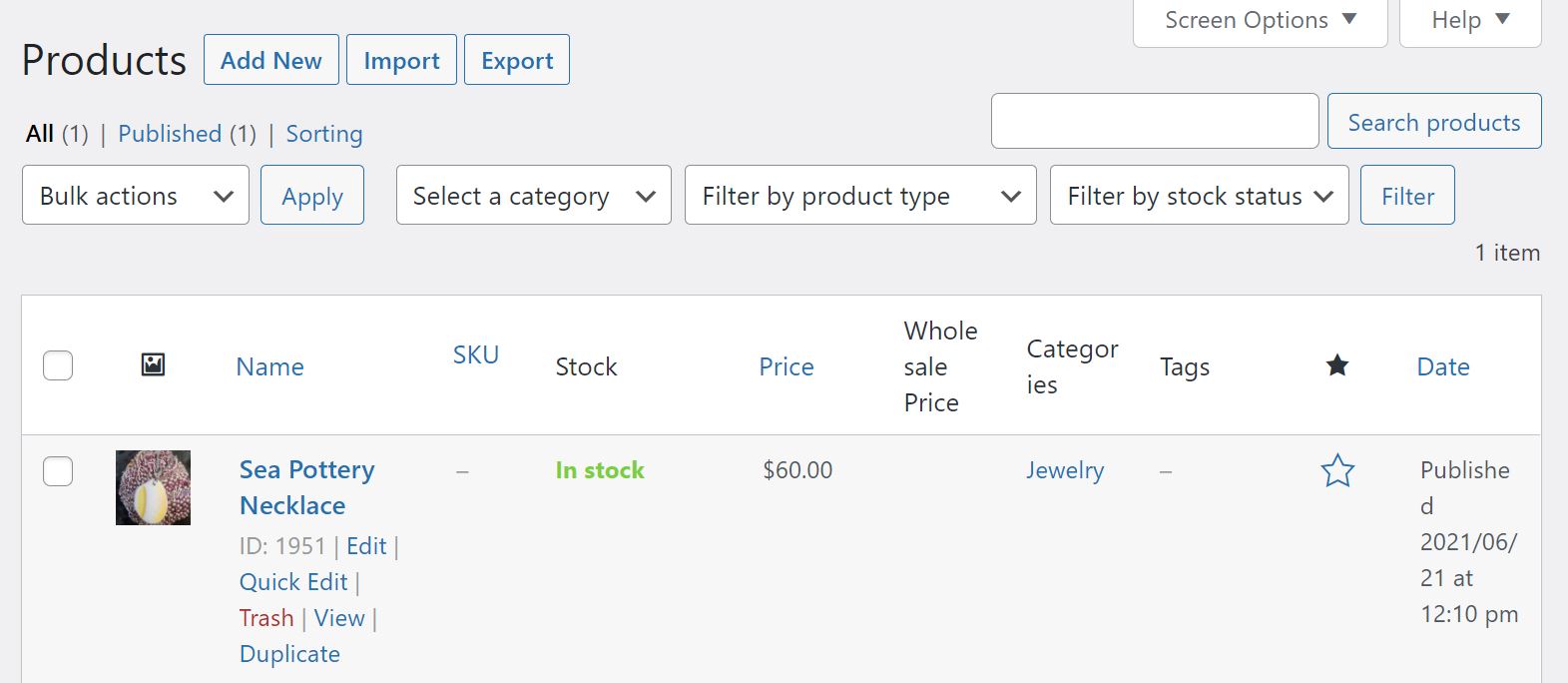 Editing your products in the WordPress dashboard