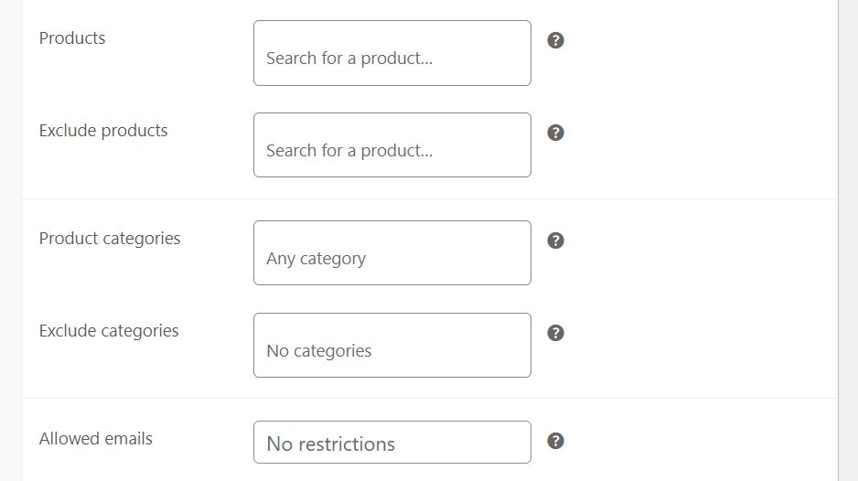 The option to exclude products and categories from your offers.