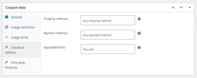 WebToffee Smart Coupon's coupon configuration options