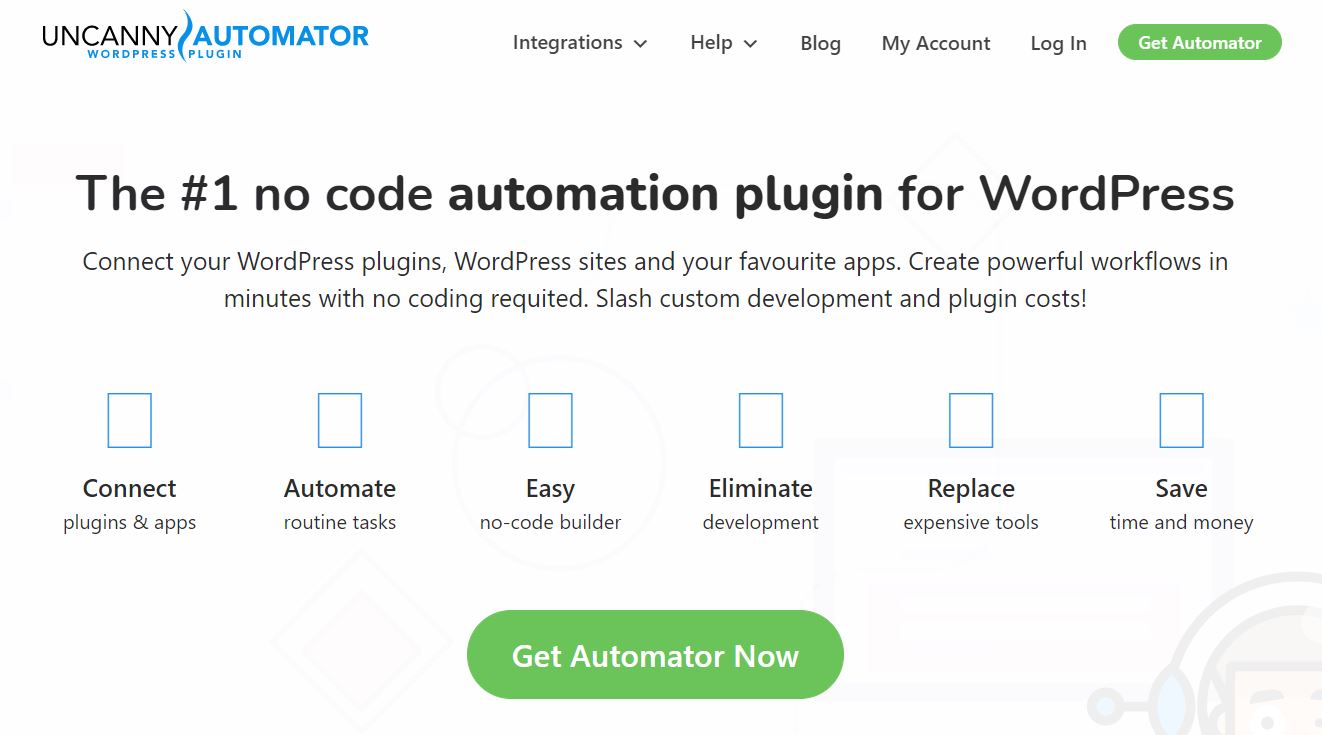 The Uncanny Automator homepage, a powerful WooCommerce automation tool