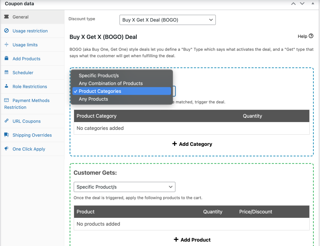 Selecting the "Buy" Type for deal activation