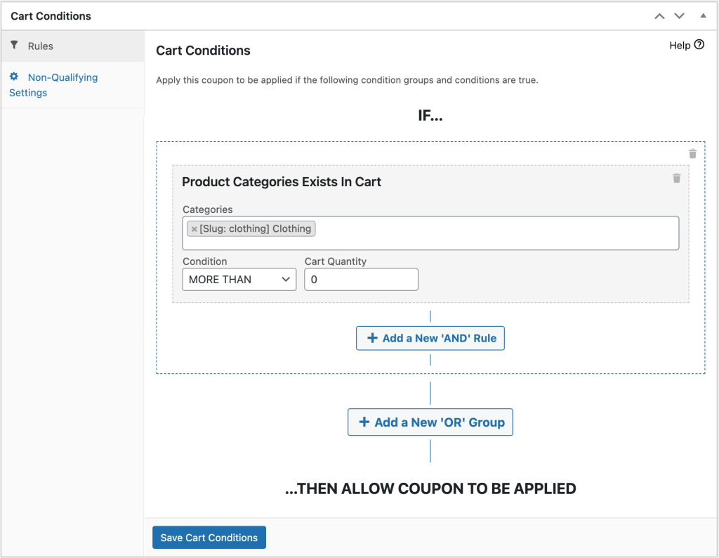 Cart Conditions in Advanced Coupons