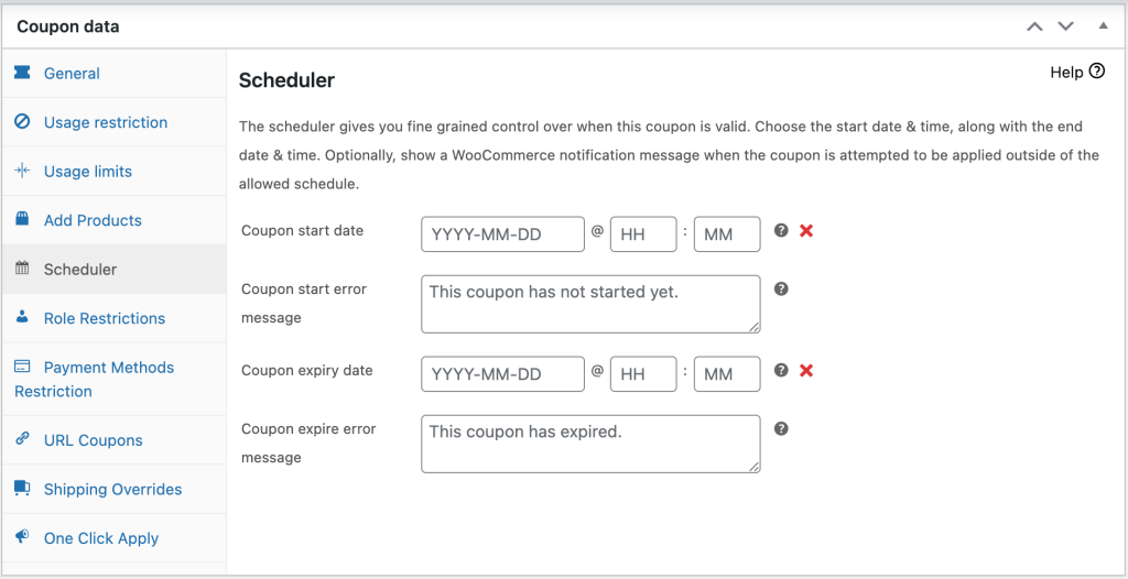 Advanced Coupons' Scheduler Feature