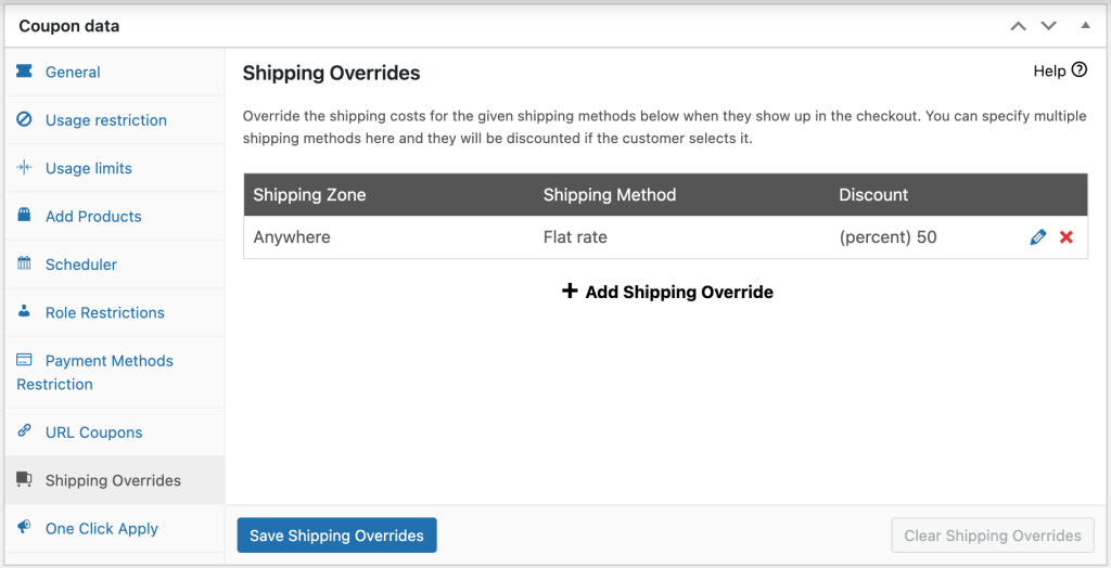 Shipping overrides in Advanced Coupons 