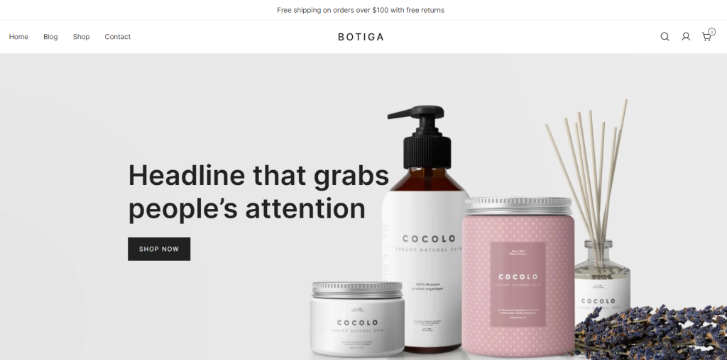 The Botiga WooCommerce WordPress theme.