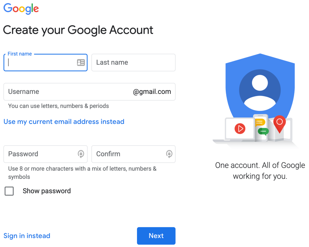 Create your Google Account.