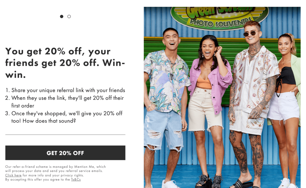 ASOS offers 20% off when you share your refer friends.