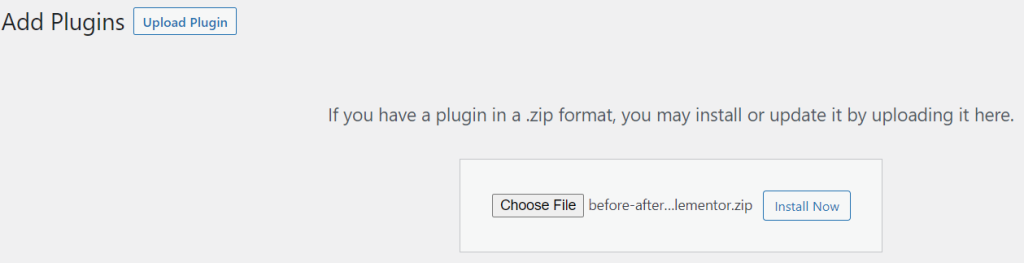 Installing the image slider plugin from a .zip file. 