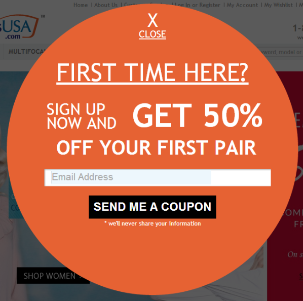 Coupon Deals Example 6: First-Time Shopper Offers