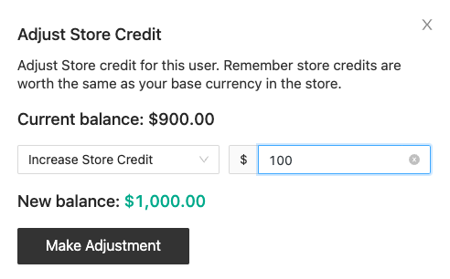 Both administrator and shop manager can change store credits