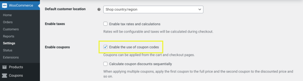 The option to enable the use of coupon codes for promotion offers in WooCommerce via Advanced Coupons.