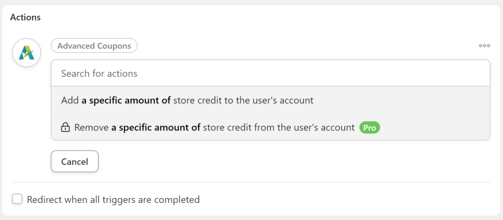 Adding credits to a user's account