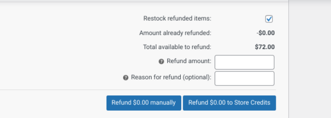 The option to refund store credits in WooCommerce.
