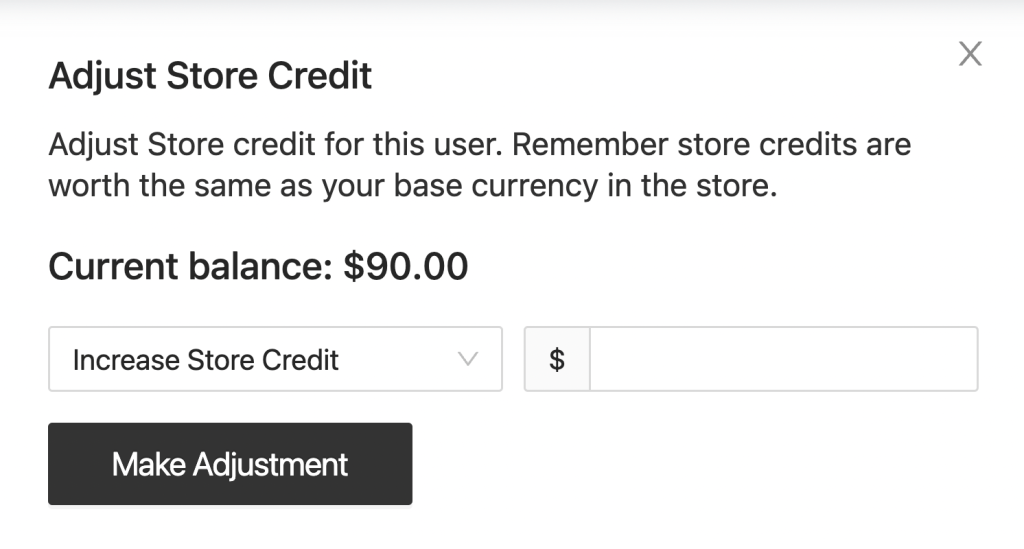 Adjusting a customer's WooCommerce store credit balance