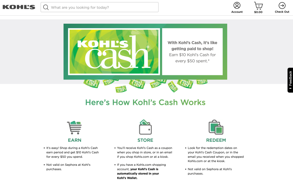 Kohl's cash rewards program