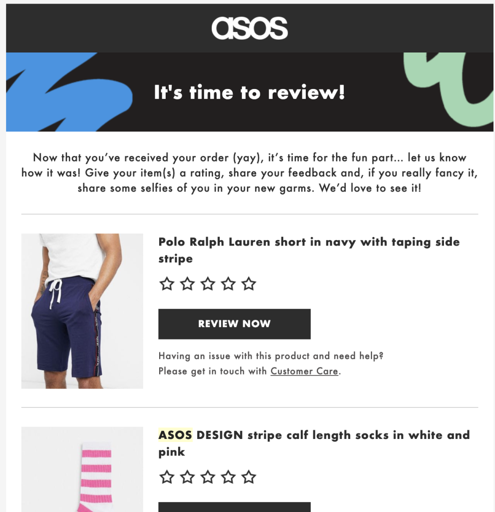 Asos' Post-Purchase Email