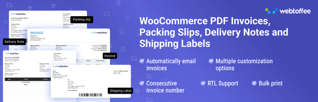 WooCommerce PDF Invoices, Packing Slips, Delivery Notes, Shipping Labels