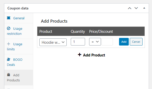 Advanced Coupons' Add Product Feature
