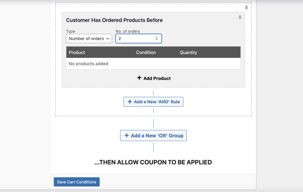 Creating coupon conditions in Advanced Coupons 