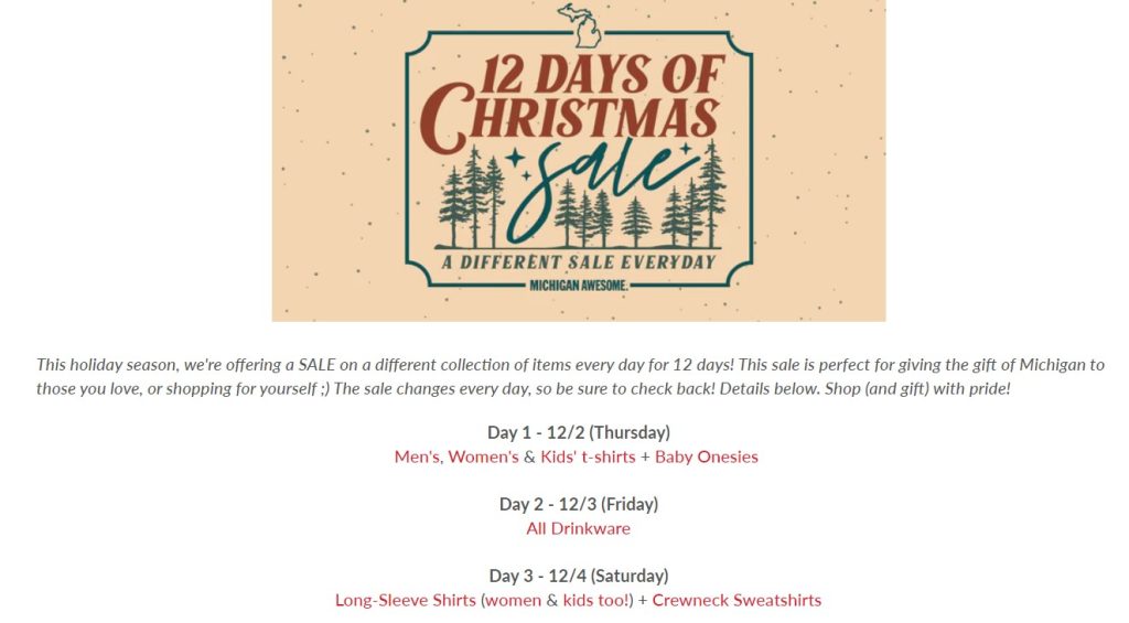 12 days of Christmas sale