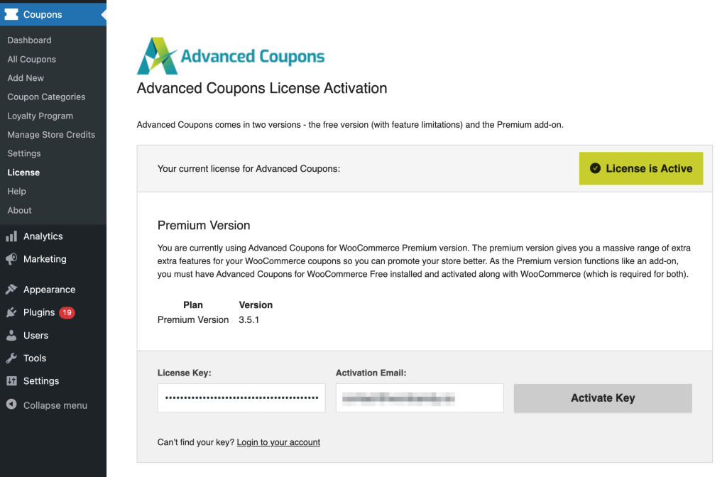 Advanced Coupons license