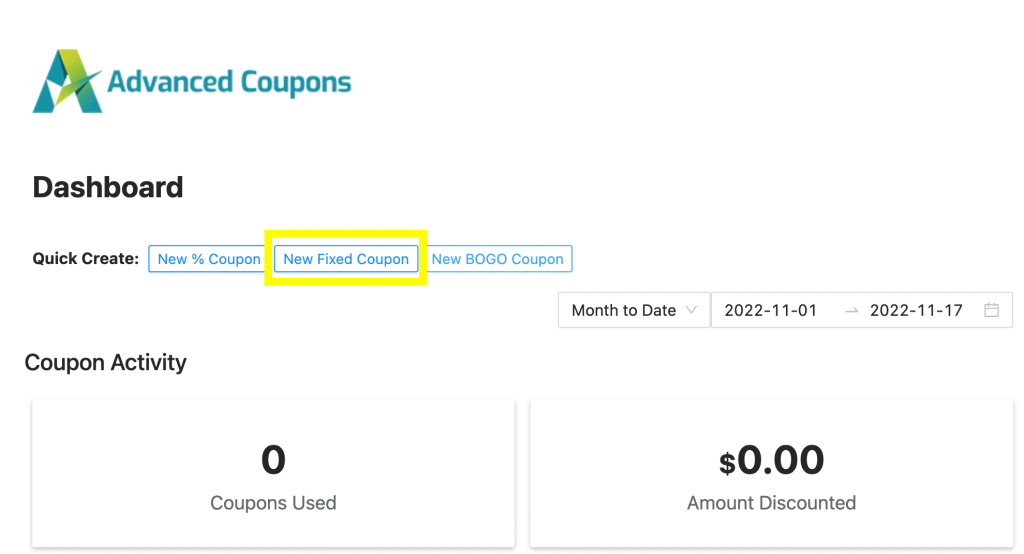 Creating a New Fixed Coupon. 