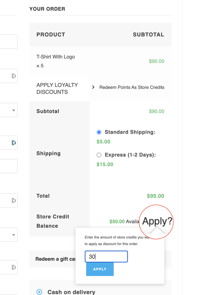 You can customers can enter any amount until their store credit balance reaches 0