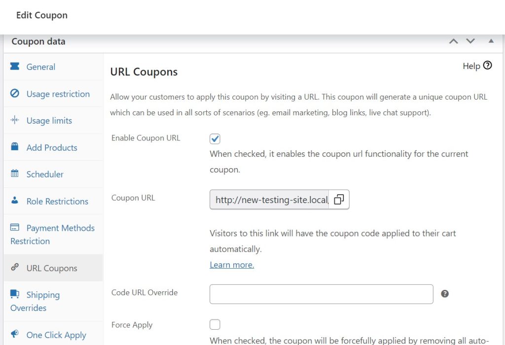 Creating link coupons