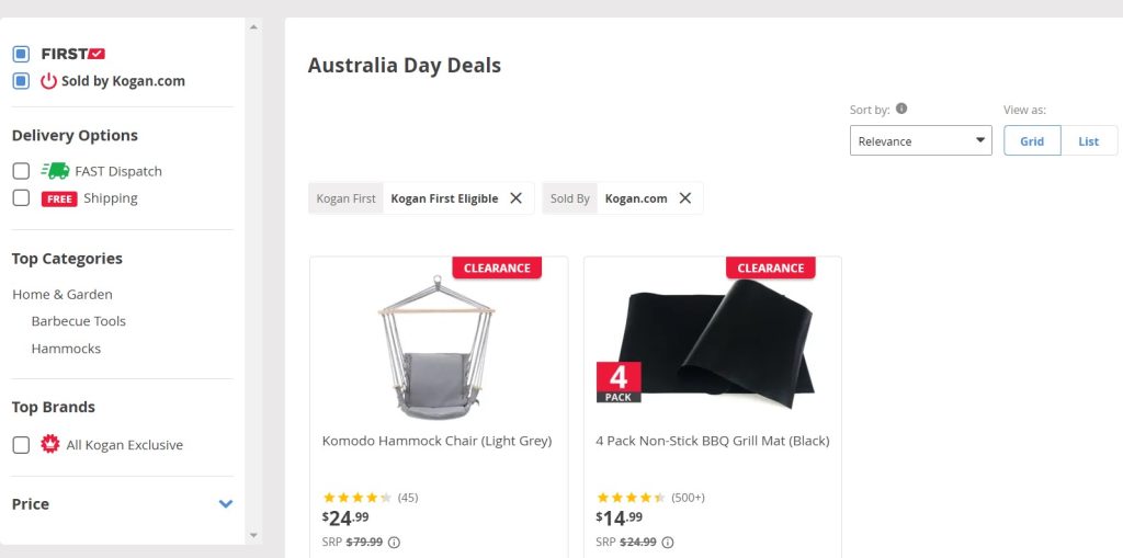An example of seasonal promotions for Australia Day