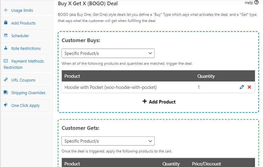 Creating a BOGO deal in Advanced Coupons.