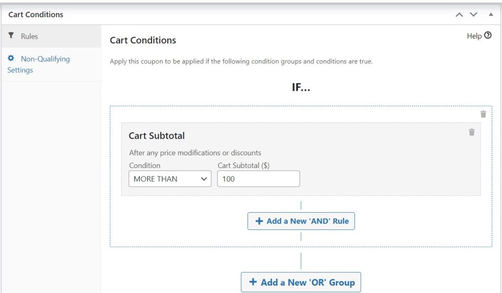 Cart conditions for seasonal promotions