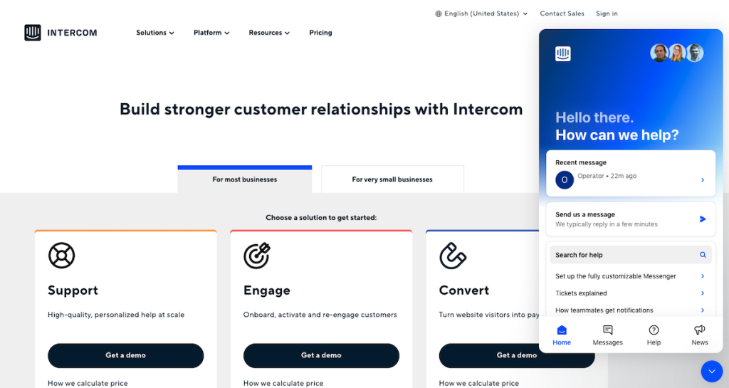 Intercom is a messaging platform for business-customer communication.