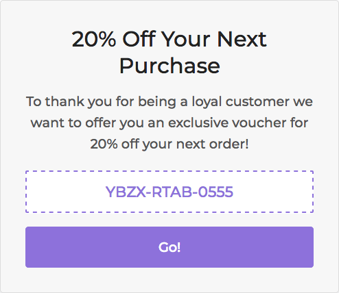 Next Order Coupon Example