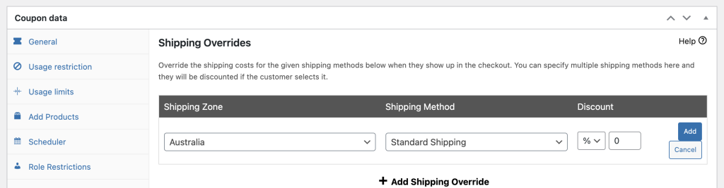 Select a Shipping Zone and Method