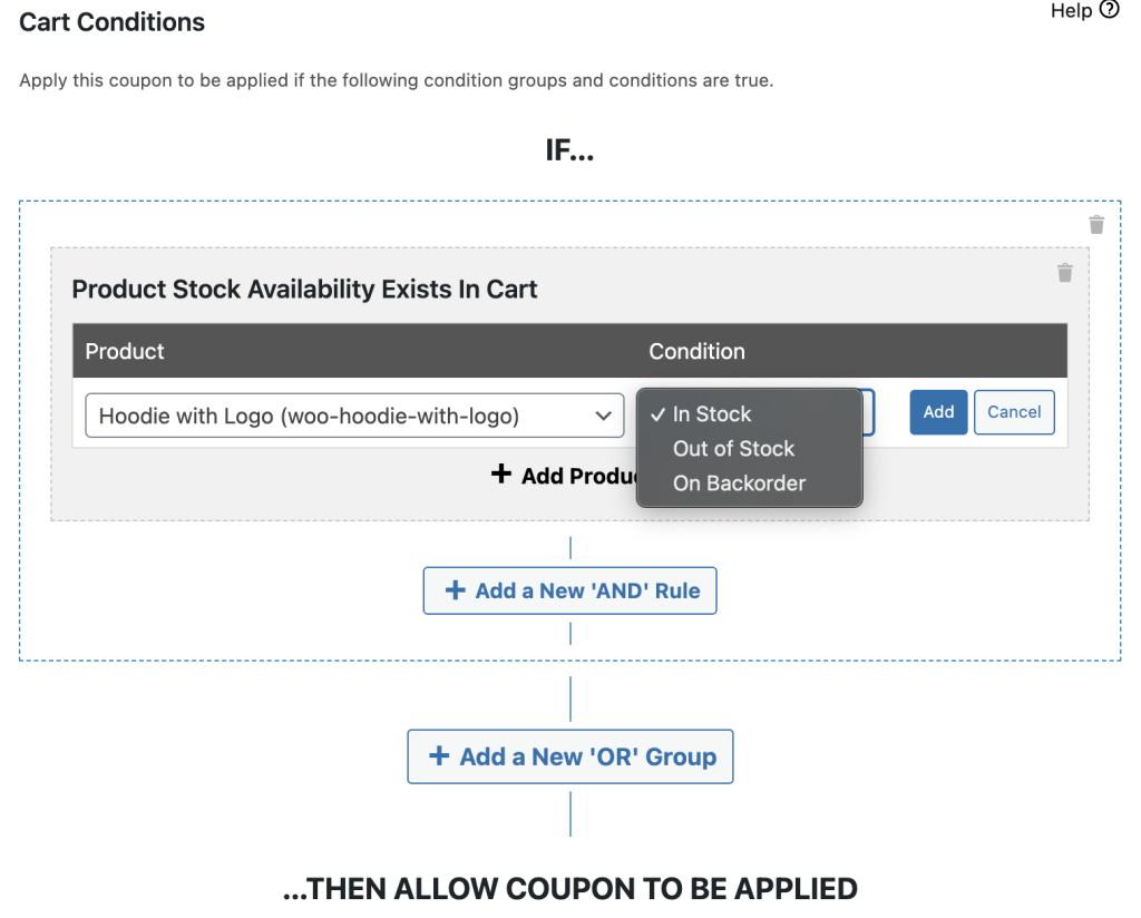 'Product Stock Availability Exists In Cart' condition