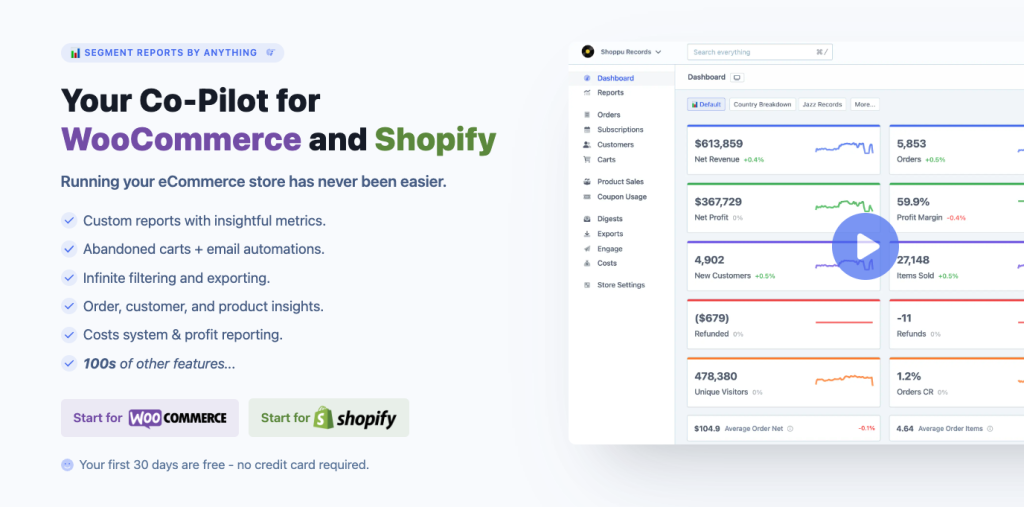 Metorik is a comprehensive analytics and reporting platform designed specifically for e-commerce stores in WooCommerce and Shopify.